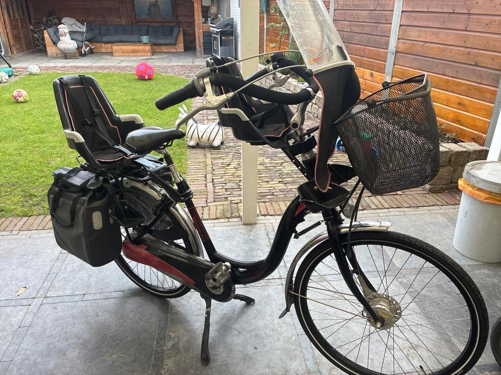 Damesfiets met kinderzitjes en fietstassen, Velgrem, 47 tot 50 cm, Ophalen, Overige merken