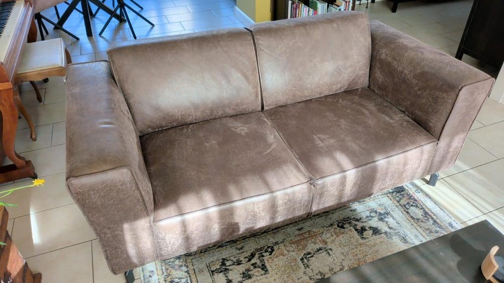 Bankstel: 2-zits en 2,5-zits bank met stalen poten, Huis en Inrichting, Ophalen, Gebruikt, Overige maten, Overige materialen