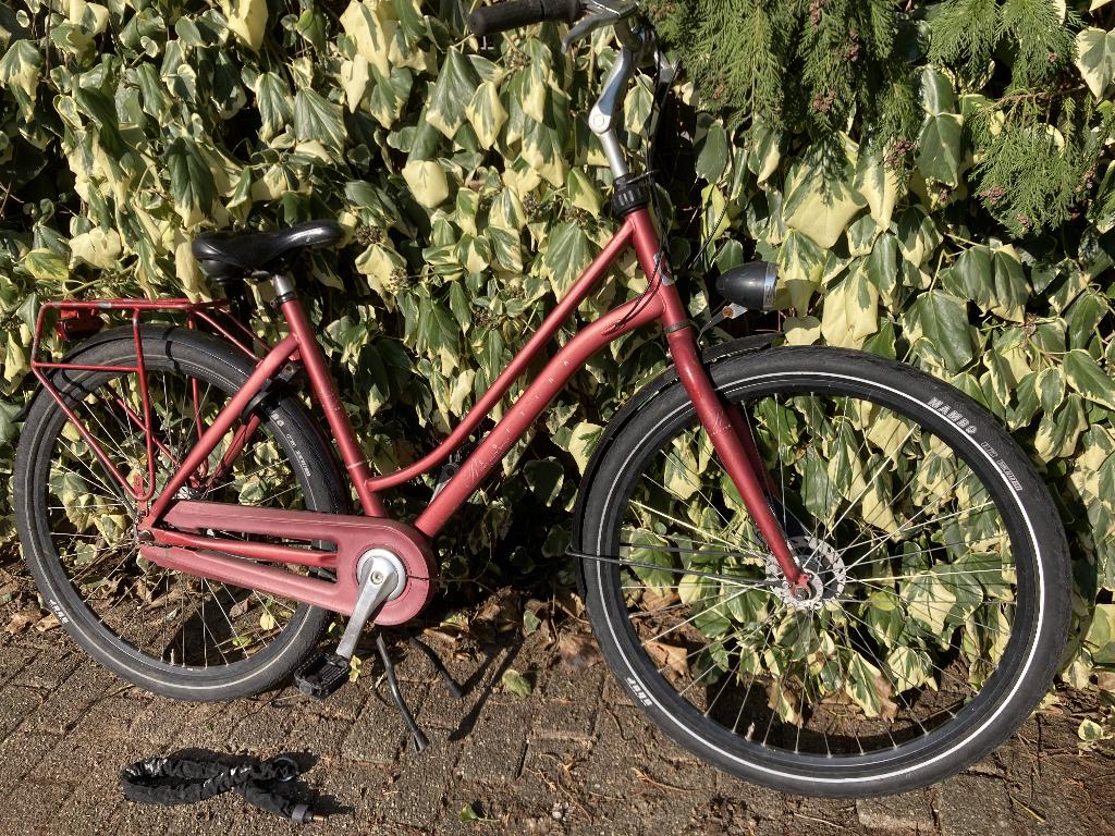 Rode Cortina Urban Roots Damesfiets 7 versnellingen, Gebruikt, Versnellingen, 56 cm of meer, Trommelrem