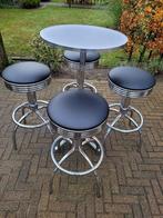 Bel Air 4 Amerikaanse barkrukken + bartafel fifties sixties, Huis en Inrichting, Barkrukken, Ophalen, 60 tot 90 cm, Met voetsteun