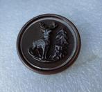 1 Vintage bronskleurige knoop Hert en boom, Verzenden, Gebruikt, Knoop of Knopen