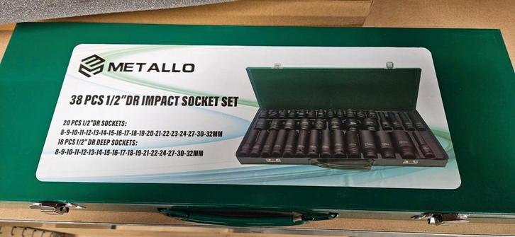 Metallo 38-delige 1/2" Krachtdoppenset - Nieuw, Auto diversen, Autogereedschap, Nieuw, Ophalen of Verzenden