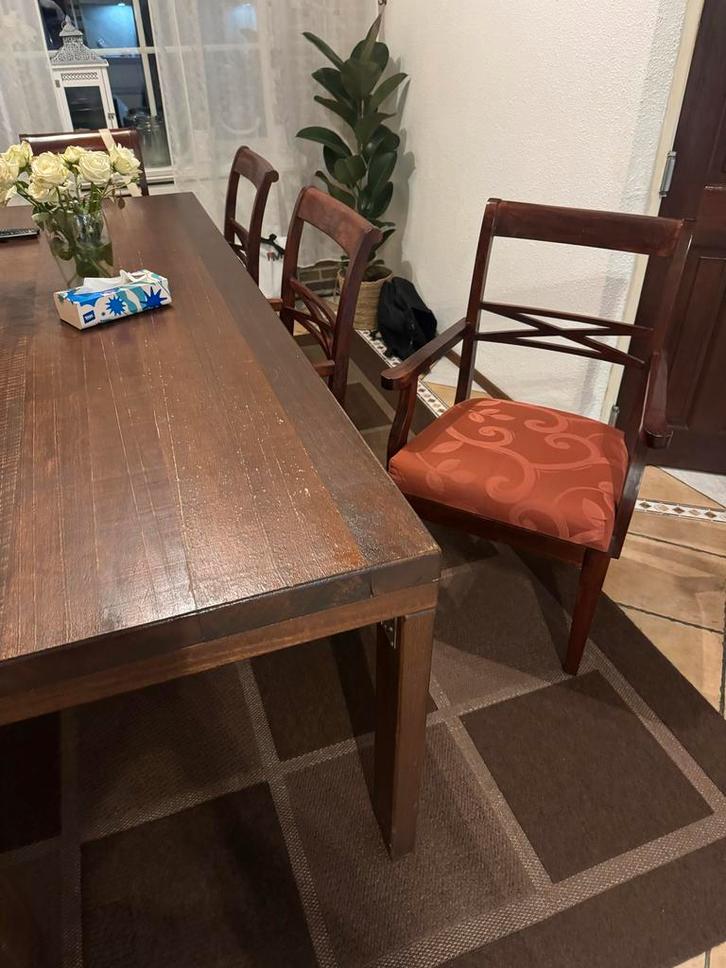 Teakhouten eetkamerstoelen – setje, Huis en Inrichting, Stoelen, Zo goed als nieuw, Vier, Hout, Bruin, Ophalen