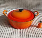 Dru gietijzeren braadpan 28 cm. Kleur oranje. Als Le Creuset, Huis en Inrichting, Keuken | Potten en Pannen, Gebruikt, Gietijzer
