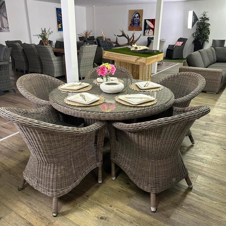 4 Seasons Outdoor (4SO) Tuinset – 6 stoelen – TWV €2.950,-, Tuin en Terras, Tuinsets en Loungesets, Gebruikt, Wicker, Verzenden