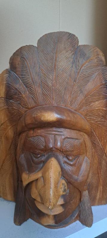 Native American wooden head carving beschikbaar voor biedingen