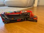 Hot wheels truck met schietfunctie en auto’s, Ophalen, Zo goed als nieuw