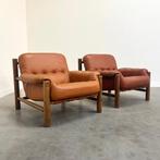 Brutalist Braziliaanse stijl fauteuils vintage jaren 60 leer, Ophalen, 75 tot 100 cm, Gebruikt, Vintage design
