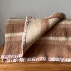 Vintage Bruin Gebloemd Wollen Woondeken, Deken, Plaid, Ophalen of Verzenden, Gebruikt
