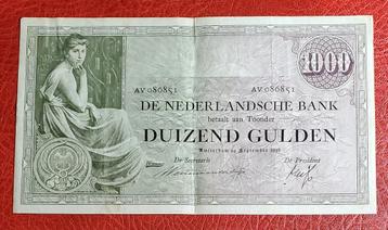 1000 gulden biljet. Grietje Seel. 24 September 1938 beschikbaar voor biedingen