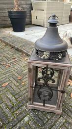 Mooie hout/metaal grote lantaarn, Huis en Inrichting, Woonaccessoires | Kandelaars en Kaarsen, Ophalen, Gebruikt, Hout