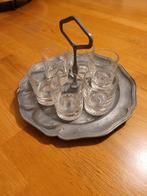 Tinnen dienblad met glaasjes, Antiek en Kunst, Ophalen of Verzenden