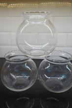 3 leuke glazen vazen/windlichten met golvende bovenrand, Ophalen of Verzenden, Nieuw