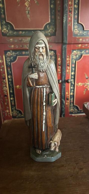 Mooi oud beeld van de heilige Antonius Abt, 32 cm beschikbaar voor biedingen
