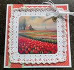 Nr 20 wenskaart met haakwerk tulpen bloemen velden, Hobby en Vrije tijd, Kaarten | Zelfgemaakt, Ophalen of Verzenden, Nieuw, Overige thema's