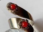 Zilveren ring rode stenen ., Sieraden, Tassen en Uiterlijk, Ringen, Gebruikt, Dame, Kleiner dan 17, Zilver