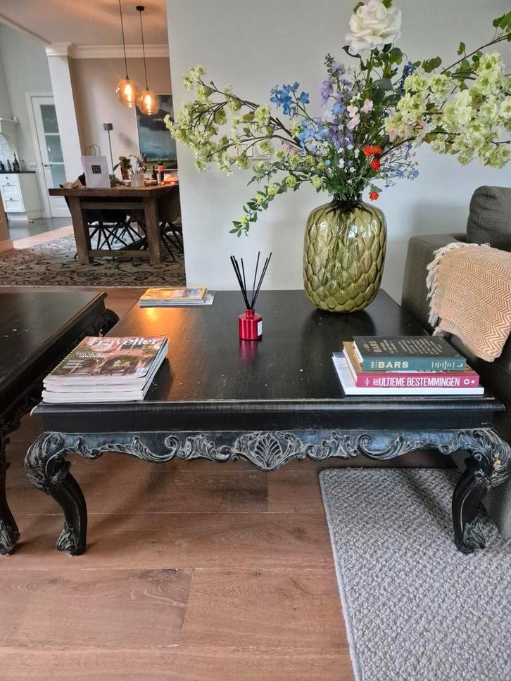 2x Zwarte Barok Salontafels / Bijzettafels - 58x58x45 cm, Huis en Inrichting, Tafels | Salontafels, Minder dan 50 cm, 50 tot 100 cm