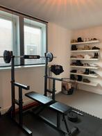 Multi squat rack/ bankdruk met gewichten, Krachtstation, Gebruikt, Metaal, Rug