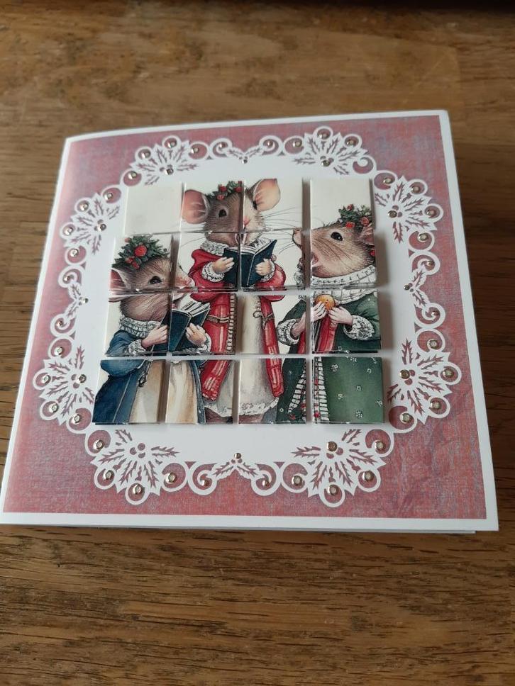 Kerst-Zingende muizen(1186), Hobby en Vrije tijd, Kaarten | Zelfgemaakt, Nieuw, Kerst, Ophalen of Verzenden