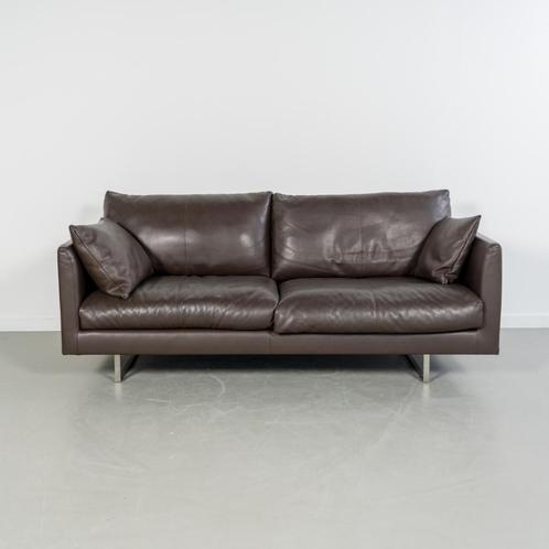 1x Montis Axel Bank 3-zits/190cm Bruin Leder - Slede RVS, Huis en Inrichting, Banken | Bankstellen, Zo goed als nieuw, Rechte bank