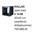 Kallax ikea blok wand kast zwart, Ophalen, Nieuw, Minder dan 150 cm, Minder dan 100 cm