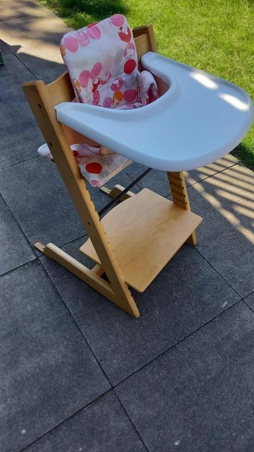 Stokke Tripp Trapp stoel, Kinderen en Baby's, Kinderstoelen, Gebruikt, Meegroeistoel, Aanschuifbaar, Afneembaar eetblad, Stoelverkleiner