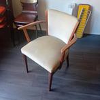Teak houten stoel met fluwelen zitje vintage retro, Ophalen, Gebruikt, Bruin, Hout