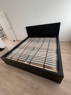 Tweepersoonsbed zwartbruin 180x200, Huis en Inrichting, Slaapkamer | Bedden, Ophalen, Zwart, Tweepersoons, Zo goed als nieuw