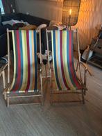Vintage Beuken Strandstoelen - Kleurrijk, Tuin en Terras, Ophalen, Gebruikt, Hout, Inklapbaar