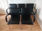 Leather chrome chair set of 5 chairs, Huis en Inrichting, Stoelen, Ophalen, Gebruikt, Zwart, Metaal