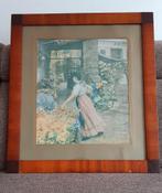 Litho in originele  art deco-lijst, Antiek en Kunst, Kunst | Schilderijen | Klassiek, Verzenden