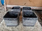 4 stenen mica bloempotten grijs voor binnen, Huis en Inrichting, Ophalen