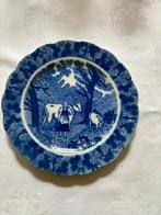 Vintage Blauw Bord met Koeien, Antiek en Kunst, Ophalen of Verzenden