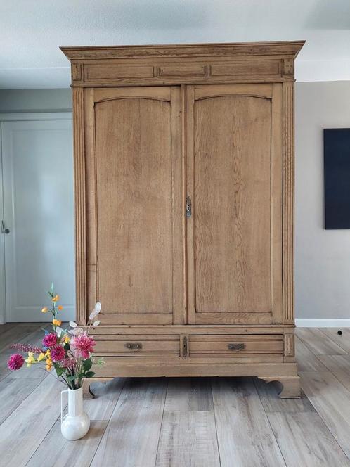 Hoge Franse antieke kledingkast servieskast demontabel, Huis en Inrichting, Kasten | Kledingkasten, 200 cm of meer, 150 tot 200 cm