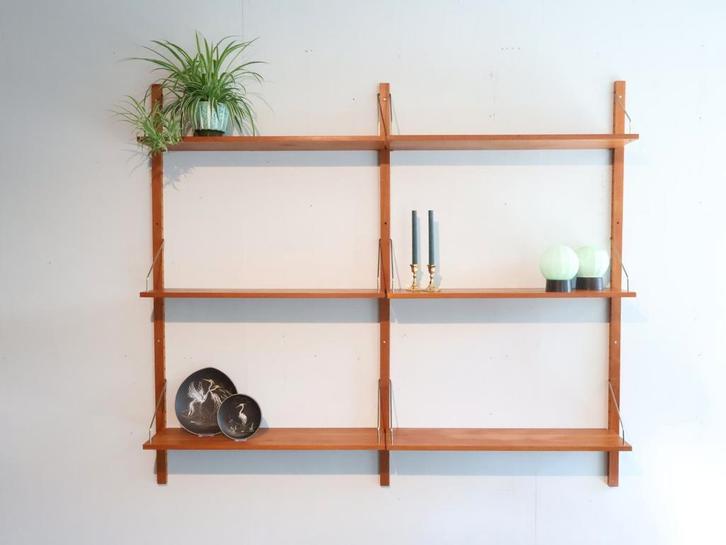 Vintage wandsysteem Teak Denemarken, Huis en Inrichting, Kasten | Wandmeubels, Zo goed als nieuw, 150 tot 200 cm, 150 tot 200 cm