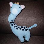 Hema blauw gebreide / gehaakte giraffe., Kinderen en Baby's, Speelgoed | Knuffels en Pluche, Ophalen of Verzenden, Zo goed als nieuw