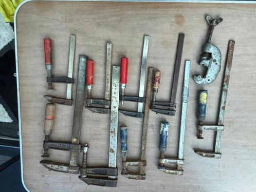 Set Vintage G-klemmen / Lijmklemmen–14 stuks + buizensnijder, Doe-het-zelf en Verbouw, Gereedschap | Handgereedschap, Zo goed als nieuw