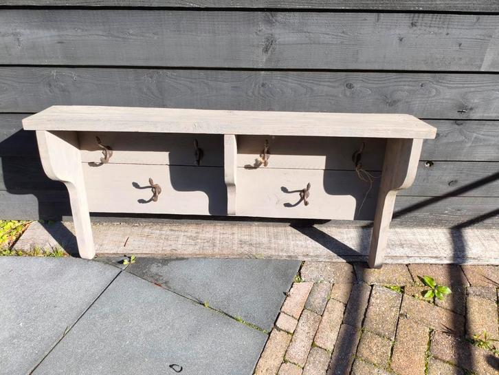 Vintage steigerhoutenWandkapstok met 6Haken, Huis en Inrichting, Woonaccessoires | Kapstokken, Gebruikt, Wandkapstok, Minder dan 100 cm