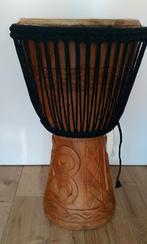 Djembe Trommel met Houtsnijwerk, Ophalen of Verzenden, Gebruikt, Trommel