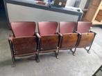 Vintage Theaterstoelen - Set van 4, Ophalen, Gebruikt, Bruin, Metaal