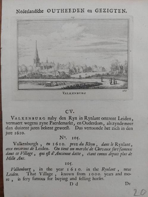 105 / Valkenburg nabij de Rijn Gravure A. Rademaker 1e druk, Antiek en Kunst, Kunst | Etsen en Gravures, Ophalen of Verzenden
