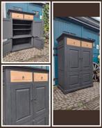 Buffetkast antraciet gezandstraald teak, Ophalen, 100 tot 150 cm, Teakhout, Nieuw