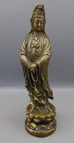 Oosters bronzen Godin Kwan Yin beeld 21 cm, Antiek en Kunst, Ophalen of Verzenden