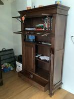 Donker teakhouten vitrinekast, Huis en Inrichting, Kasten | Vitrinekasten, Ophalen, Gebruikt, Met deur(en), 100 tot 150 cm