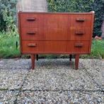 Teak fineer ladekastje. Vintage design kastje., Huis en Inrichting, Kasten | Ladekasten, Ophalen, Teakhout, 50 tot 100 cm, 3 of 4 laden