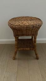 Vintage boho rieten bijzondere tafel bijzettafel, Huis en Inrichting, Tafels | Sidetables, Ophalen, 50 tot 100 cm, Rond, Zo goed als nieuw