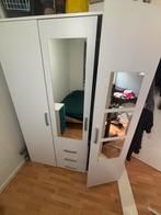 Witte Kledingkast met Spiegel, Huis en Inrichting, Ophalen, Kunststof, Gebruikt, 100 tot 150 cm