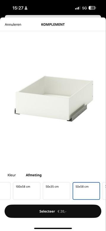 Ikea Komplement lade PAX 50x58 (4 stuks) beschikbaar voor biedingen