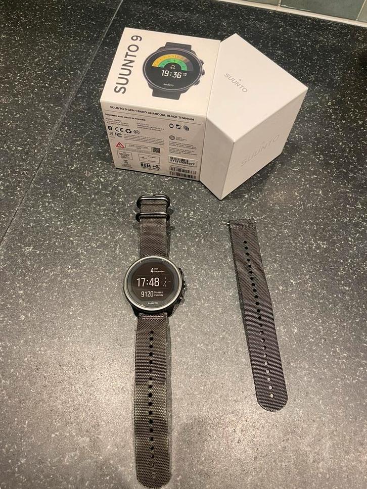 Suunto 9 Baro Titanium Black Charcoal, Sieraden, Tassen en Uiterlijk, Sporthorloges, Gebruikt, Android, Zwart, Afstand, Calorieverbanding