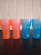 4 Coca Cola Glazen - Blauw & Oranje/Roze - Nieuwstaat, Ophalen, Zo goed als nieuw